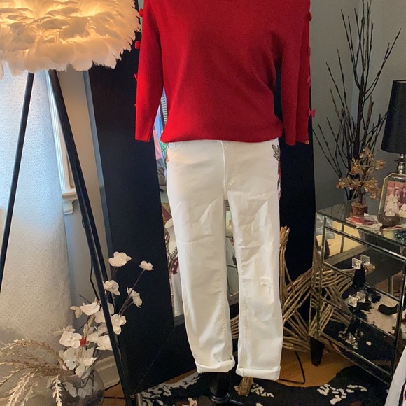 🌞🌞Floral appliqué white pant - Picture 6 of 8